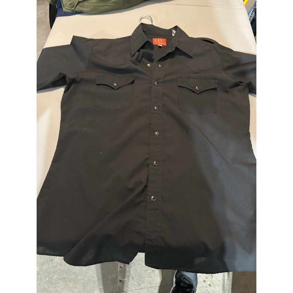 Ely Plains Shirt Mens 15 1/2 Black Button Up Western Wear Casual Comfort Stylish